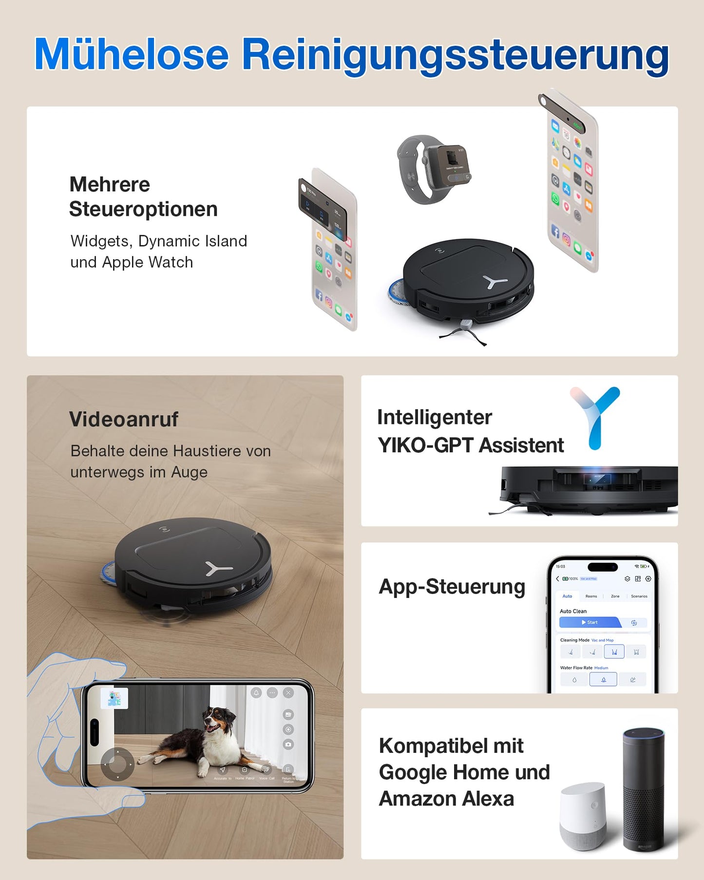 ECOVACS DEEBOT T50 PRO Omni Gen2 Staubsaugerroboter, Reinigungslösung Auto-Dosierung