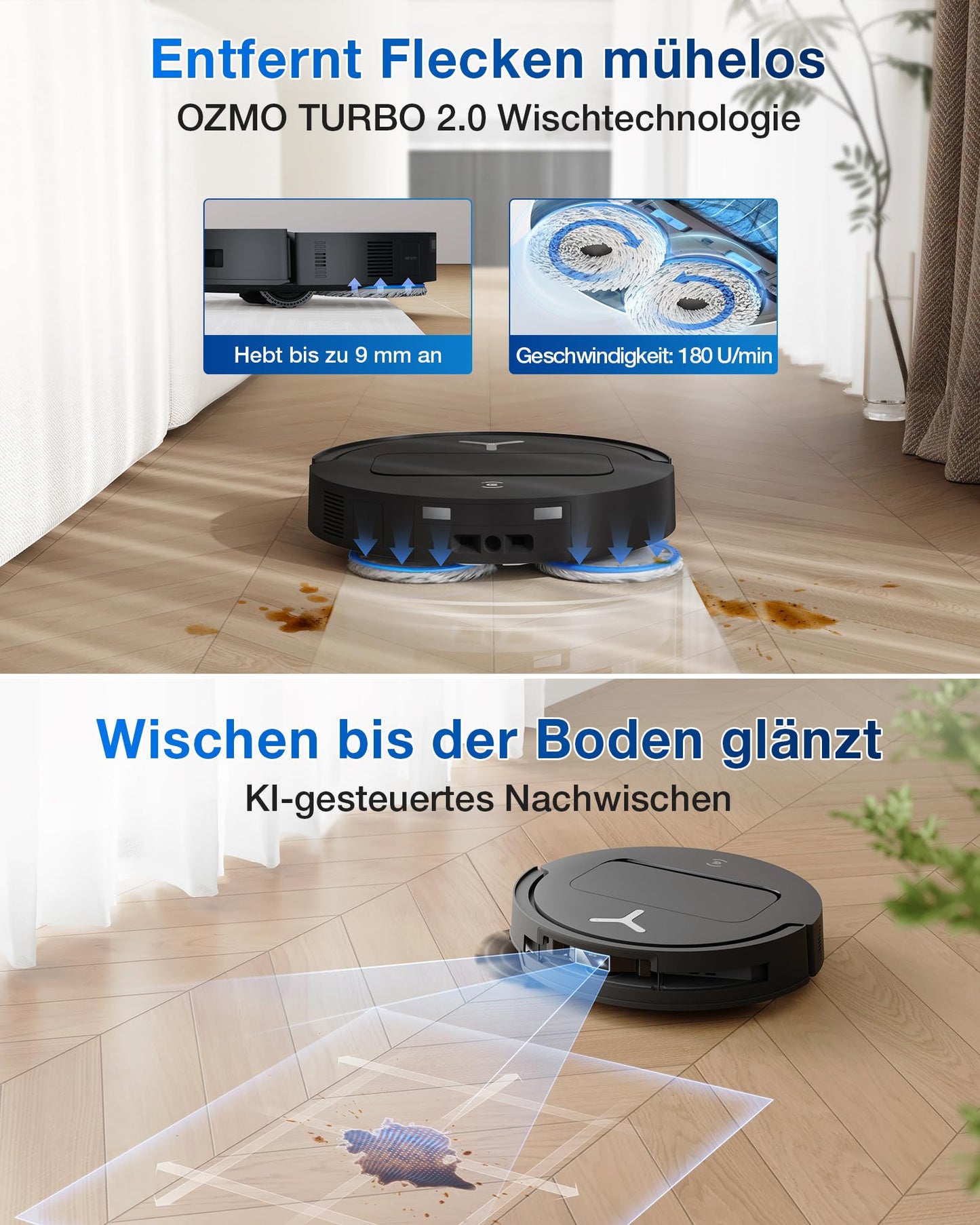 ECOVACS DEEBOT T50 PRO Omni Gen2 Staubsaugerroboter, Reinigungslösung Auto-Dosierung